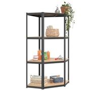 Tomostar Etagère d'angle Charge Lourde, Étagère Rayonnage de Garage en Métal Meuble de Rangement Atelier Cave à 4 Niveaux Anthracite Acier Bois d'ingénierie 75x75x160 cm