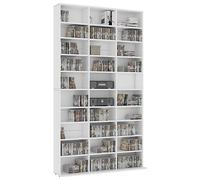 Tomostar Étagère Rangement CD/DVD, Meuble de Rangement CD et DVD Armoire à CD Étagère Bibliothèque Blanc 102x16x177,5 cm Bois d'ingénierie