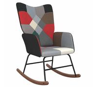 Tomostar Fauteuil à Bascule Patchwork, Rocking Chair Scandinave Chaise à Bascule Patchwork Tissu 61 x 78 x 98 cm