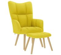 Tomostar Fauteuil avec Repose Pied, Fauteuil Salon Scandinave Chaise de Coiffeuse avec Repose-Pied Jaune Clair Tissu