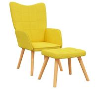 Tomostar Fauteuil avec Repose Pied, Fauteuil Salon Scandinave Chaise de Coiffeuse avec Tabouret Jaune Moutarde Tissu