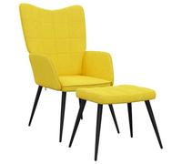 Tomostar Fauteuil avec Repose Pied, Fauteuil Salon Scandinave Chaise de Coiffeuse avec Tabouret Jaune Moutarde Tissu