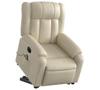 Tomostar Fauteuil Releveur Électrique, Fauteuil Relax de Massage Inclinable Chaise de Relaxation crème Similicuir