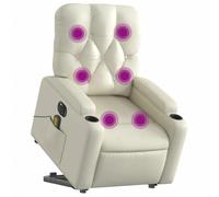 Tomostar Fauteuil Releveur Électrique, Fauteuil Relax de Massage Inclinable Chaise de Relaxation crème Similicuir