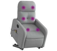 Tomostar Fauteuil Releveur Électrique, Fauteuil Relax de Massage Inclinable Chaise de Relaxation Gris Clair Tissu