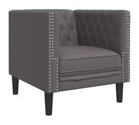 Tomostar Fauteuil Salon Chesterfield, Fauteuil Relax Salon Chaise de Chambre Gris Similicuir