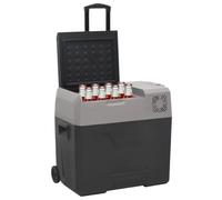 Tomostar Glacière Électrique, Glacière à Compression Mini Réfrigérateur de Voiture Camping avec roue et adaptateur noir et gris 50L polypropylène