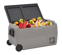 Tomostar Glacière Électrique, Glacière à Compression Mini Réfrigérateur de Voiture Camping avec roue et adaptateur noir et gris 36 L PP et PE