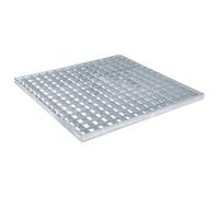 Tomostar Grille de Drainage, Grille Caniveau Extérieur Couvercle de Drainage Grilles Caillebotis Acier Galvanisé Argent 50x50x2 cm