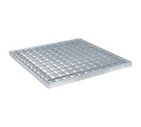 Tomostar Grille de Drainage, Grille Caniveau Extérieur Couvercle de Drainage Grilles Caillebotis Acier Galvanisé Argent 40x40x2 cm