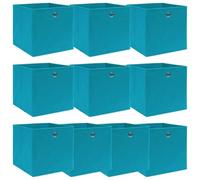 Tomostar Lot de 10 Boîte de Rangement, Panier Cube de Rangement Pliable 10 pcs Bleu azuré 32x32x32 cm Tissu
