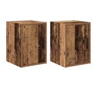 Tomostar Lot de 2 Armoire Murale de Rangement Garage, Armoire à Outils Suspendue Atelier Garage 2 pcs Vieux Bois 30x30x41 cm Bois d'ingénierie