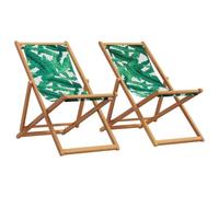 Tomostar Lot de 2 Chaises Longue Pliante en Bois, Bain de Soleil Transat Chilienne Tissu et Bois Massif