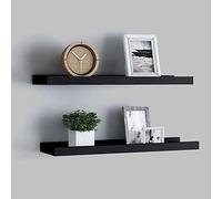 Tomostar Lot de 2 Etagère Murale, Etagère Flottante Tablette Flottante Étagères à Rebord pour Cadre Photo 2 pcs Noir 40x9x3 cm MDF