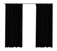 Tomostar Lot de 2 Rideau Occultant, Rideaux occultants Aspect Lin avec Crochets 2 pcs Noir 140x175cm