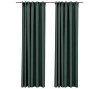 Tomostar Lot de 2 Rideau Occultant, Rideaux occultants Aspect Lin avec Crochets 2 pcs Vert 140x245cm