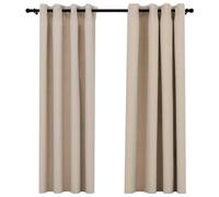 Tomostar Lot de 2 Rideau Occultant, Rideaux occultants Aspect Lin avec œillets 2 pcs Beige 140x175cm