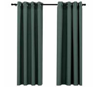Tomostar Lot de 2 Rideau Occultant, Rideaux occultants Aspect Lin avec œillets 2 pcs Vert 140x175cm