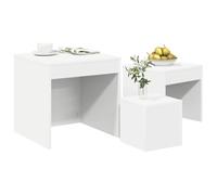 Tomostar Lot de 3 Table Basse Gigogne, Table d'appoint Empilable Salon 3 pcs Blanc Aggloméré