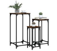 Tomostar Lot de 3 Table Basse Gigogne, Table d'appoint Empilable Salon 3 pcs chêne fumé Bois d'ingénierie