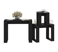 Tomostar Lot de 3 Table Basse Gigogne, Table d'appoint Empilable Salon 3 pcs Noir Bois d'ingénierie