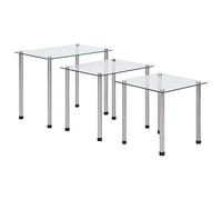 Tomostar Lot de 3 Table Basse Gigogne, Table d'appoint Empilable Salon 3 pcs Transparent Verre trempé