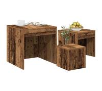 Tomostar Lot de 3 Table Basse Gigogne, Table d'appoint Empilable Salon 3 pcs Vieux Bois Bois d'ingénierie
