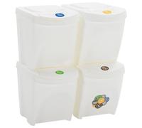 Tomostar Lot de 4 Poubelle Tri Sélectif, Poubelle de Cuisine Système de tri Sélectif des Déchets Poubelles à ordures empilables 4 pcs Blanc 100 L Polypropylène