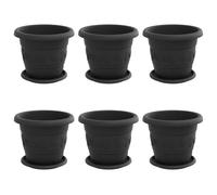 Tomostar Lot de 6 Pots de Fleurs, Pot de Plantes Pot de Semis Jardinière Intérieur Extérieur 6 pcs Rouge Noir Ø 26 x 21.5 cm Plastique