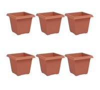 Tomostar Lot de 6 Pots de Fleurs, Pot de Plantes Pot de Semis Jardinière Intérieur Extérieur Carré 6 pcs Rouge Brique 16 x 16 x 14 cm