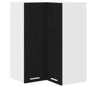 Tomostar Meuble d'angle Haut de Cuisine, Armoire Suspendue Chêne Noir et Blanc 57x57x80 cm
