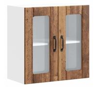 Tomostar Meuble Haut de Cuisine, Armoire Suspendue Cuisine Armoire Murale avec Porte en Verre Lucca Vieux Bois 60 x 31 x 60 cm