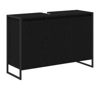 Tomostar Meuble sous Lavabo, Meuble de Rangement Salle de Bain sous Vasque Armoire Évier avec Porte Chêne Noir 90 x 30 x 60 cm