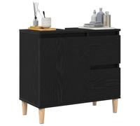 Tomostar Meuble sous Lavabo, Meuble de Rangement Salle de Bain sous Vasque Armoire Évier avec tiroir Chêne Noir 65 x 33 x 60 cm