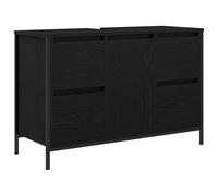 Tomostar Meuble sous Lavabo, Meuble de Rangement Salle de Bain sous Vasque Armoire Évier avec tiroirs chêne Noir 90x34,5x60 cm