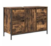 Tomostar Meuble sous Lavabo, Meuble de Rangement Salle de Bain sous Vasque Armoire Évier avec tiroirs chêne fumé 90x34,5x60 cm