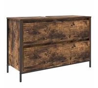 Tomostar Meuble sous Lavabo, Meuble de Rangement Salle de Bain sous Vasque Armoire Évier tiroirs chêne fumé 90x34,5x60 cm