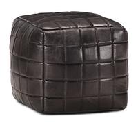 Tomostar Pouf Repose-Pieds, Tabouret Repose Pied Ottomane Pouf Salon 40 x 40 x 40 cm Noir Cuir véritable de chèvre