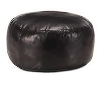 Tomostar Pouf Repose-Pieds, Tabouret Repose Pied Ottomane Pouf Salon 60 x 30 cm Noir Cuir véritable de chèvre