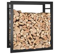 Tomostar Range Bûche Vertical, Range Bois Étagère à Bûches Support pour Bois de Cheminée Noir mat 50x28x56 cm Acier