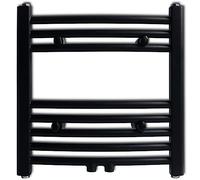 Tomostar Sèche Serviettes à Eau Chaude, Radiateur à Eau Chaude Mural Radiateur Chauffe Serviette Salle de Bain à Rails incurvés Noir 480 x 480 mm