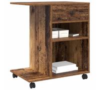 Tomostar Support d'Imprimante avec roulettes, Caisson de Bureau Support Imprimante Chariot Mobile Meuble Imprimante Bureau avec tiroir Bois Ancien 60x40x68,5 cm