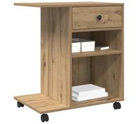 Tomostar Support d'Imprimante avec roulettes, Caisson de Bureau Support Imprimante Chariot Mobile Meuble Imprimante Bureau Uni Chêne Artisan 60x40x68,5 cm