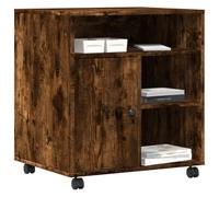 Tomostar Support d'Imprimante avec roulettes, Caisson de Bureau Support Imprimante Chariot Mobile Meuble Imprimante Bureau chêne fumé 60x50x67 cm