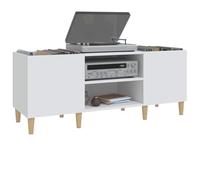 Tomostar Support pour Tourne-Disque, Porte-disques Présentoir Meuble de Rangement pour Disques Vinyles Blanc 121x38x48 cm Bois d'ingénierie