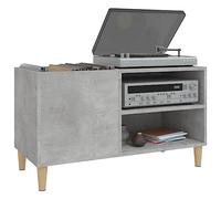 Tomostar Support pour Tourne-Disque, Porte-disques Présentoir Meuble de Rangement pour Disques Vinyles Gris béton 84,5x38x48 cm Bois d'ingénierie