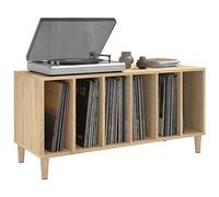 Tomostar Support pour Tourne-Disque, Porte-disques Présentoir Meuble de Rangement pour Disques Vinyles chêne Sonoma 100x38x48 cm Bois d'ingénierie