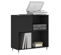 Tomostar Support pour Tourne-Disque, Porte-disques Présentoir Meuble de Rangement pour Disques Vinyles Noir 84,5x38x89 cm Bois d'ingénierie