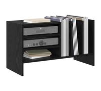 Tomostar Support pour Tourne-Disque, Porte-disques Présentoir Meuble de Rangement pour Disques Vinyles Chêne Noir 78,5x35x45 cm Bois d'ingénierie