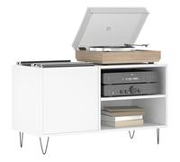 Tomostar Support pour Tourne-Disque, Porte-disques Présentoir Meuble de Rangement pour Disques Vinyles Blanc 85x38x48 cm Bois d'ingénierie